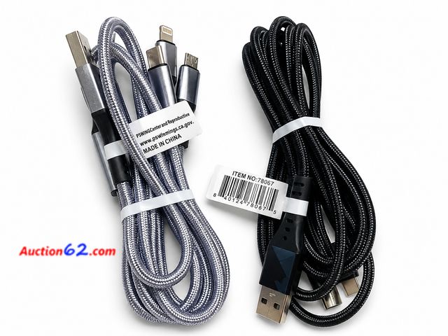 Lot 44-6095m - Two Multi-connector 3-N-1 USB Charger Cable. Appears New, A basic inspection has been given to this item. Sold AS-IS. See All Photo's Not Te...