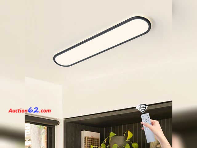 Lot 44-2716w - $76 Retail price - Ganeed Modern Linear Ceiling Light, 36W Dimmable LED Lamp with Remote, High Brightness Long Light, 27.6 Inch Ultra Thin L...