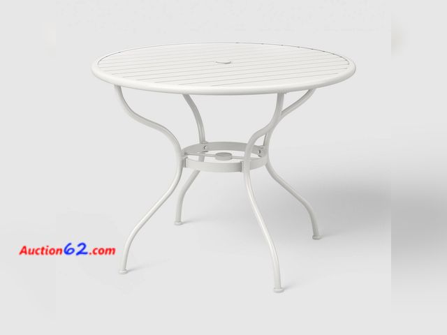 Lot 44-180e - $150 Retail price - Round Metal Outdoor Patio Bistro Table White - Threshold Designed W/ Studio McGee See All Photo's Appears New, A basic i...