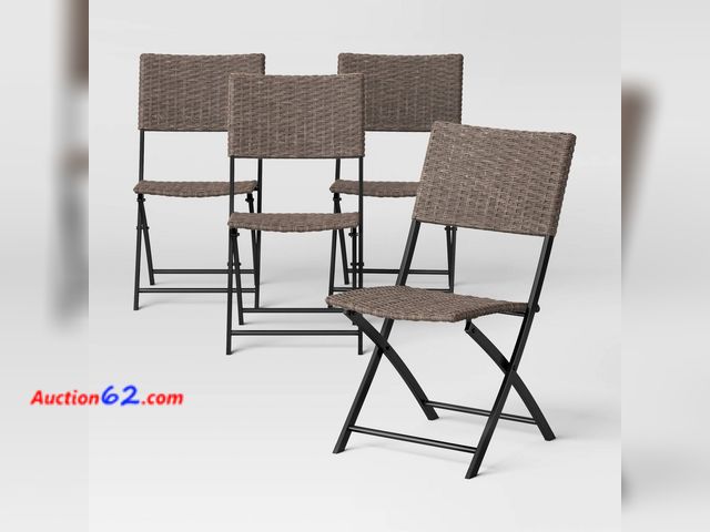 Lot 44-701p - ONLY 3pc. Wicker Patio Dining Folding Chairs Brown - Room Essentials™ Appears New, A basic inspection has been given to this item. Sold AS-I...
