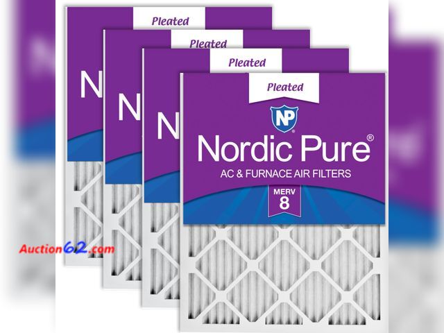 Lot 44-1569j - Nordic Pure 16x25x1 (Actual Size: 15 1/2 x 24 1/2 x 3/4) Pleated MERV 8 Air Filters 4 Pack Not Tested See All Photo's Appears New, A basic i...