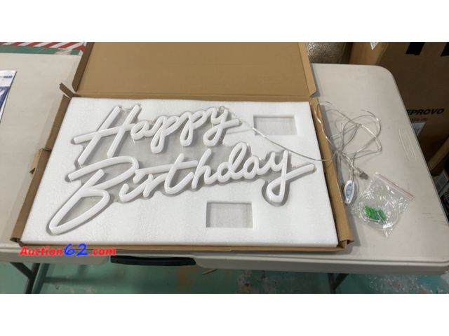 Lot 44-1696w - Happy Birthday Neon Sign, 22.4"x13.8" Happy Birthday Sign for Birthday Party Decor, Happy Birthday Light Up Led Signs for Backdrop, Neon Bir...