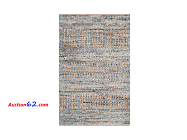 Lot 44-1118b - $45 Retail value- Cape Cod Natural/Blue Doormat 3 ft. x 5 ft. Distressed Striped Area Rug 1. Appears New, A basic inspection has been given ...