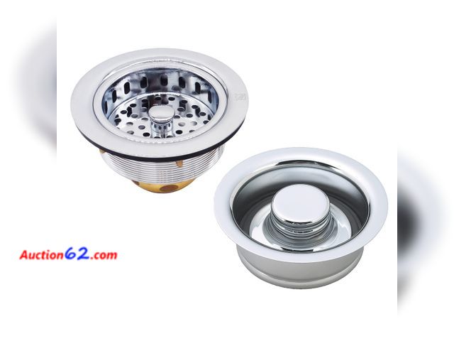 Lot 44-1850a - Westbrass D2165-26 Post Style Large Kitchen Basket Strainer with Waste Disposal Flange and Stopper, Polished Chrome See All Photo's Not Test...