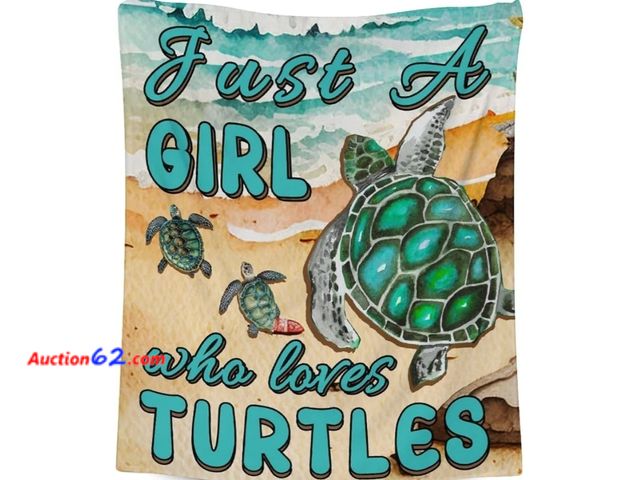 Lot 44-6695b - Sea Turtle Blanket for Kids, Sea Turtle Lovers - Soft, Lightweight - 40x50 Inches Appears New