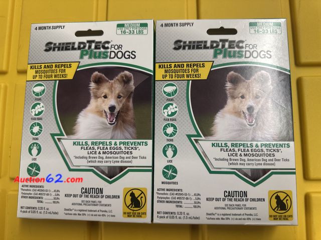 Lot 44-7511e - Lot of 2 shieldtec plus for dogs 16-33lbs 4 mo. Supply each box New. See All Photo's Not Tested Never opened, Factory Sealed