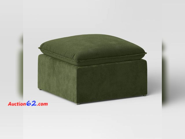 Lot 44-737 - $360 Retail price - Haven French Seam Modular Sectional Sofa Ottoman Dark Green Velvet - Threshold™: Luxe Wood Frame, Spot Clean Appears New...