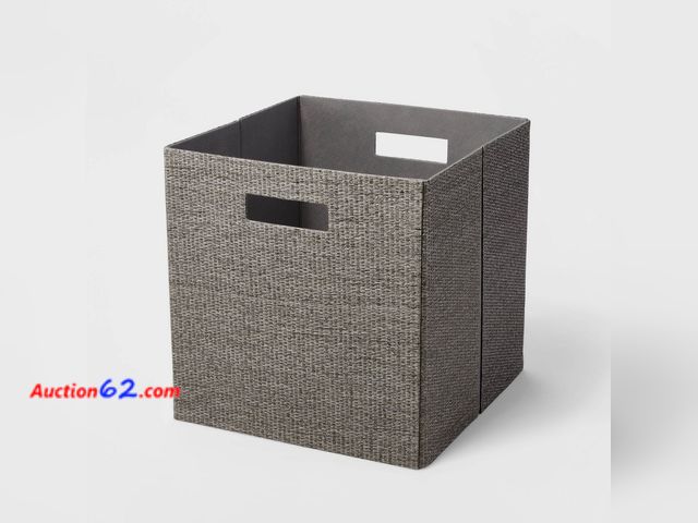 Lot 44-4009a - 13" X 13" Fabric Bin Woven Texture Dark Gray - Brightroom™: 13 Inch Storage Cube, Decorative Storage, No Assembly See All Photo's Not Tested...