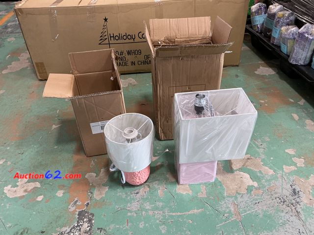 Lot 44-533p - MODERN LEATHER TABLE LAMP &amp; TEXTURIZED CERAMIC OVAL TABLE LAMP Appears New, A basic inspection has been given to this item. Sold AS-IS. ...