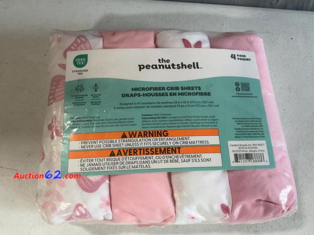 Lot 44-370M - The Peanutshell Microfiber Crib Sheets 4 Pack Pink Butterfly See All Photo's Appears New, A basic inspection has been given to this item. So...