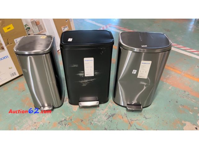 Lot 44-4045a - Brightroom Stainless Steel and Black Step Trash Cans 3-Pack Not Tested See All Photo's E-Commerce Return, A basic inspection has been given ...