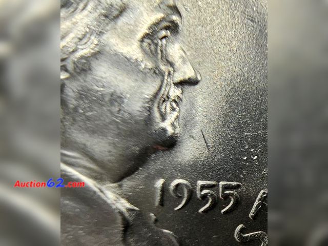 Lot 44-8347f - 1955 "BUGS BUNNY" FRANKLIN 90% SILVER HALF DOLLAR! THIS IS A RARE DIE VARIETY WHERE FRANKLIN LOOKS LIKE HE HAS BUCK TEETH! COIN SHOULD GRADE...