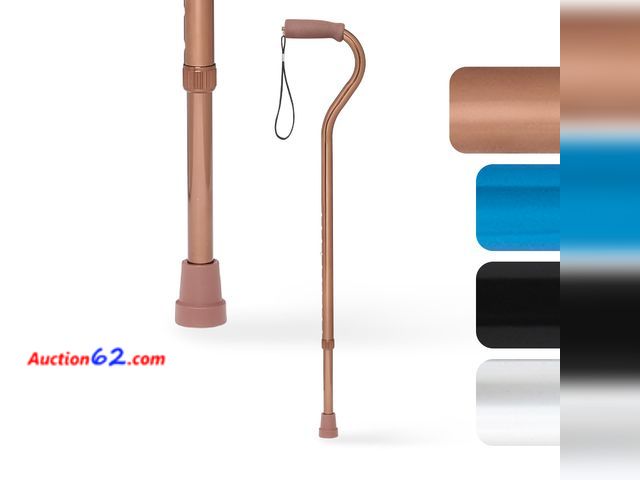 Lot 44-1861e - Medline Aluminum Offset Walking Cane for Seniors &amp; Adults is Portable and Lightweight for Balance, Knee Injuries, Mobility &amp; Leg Sur...