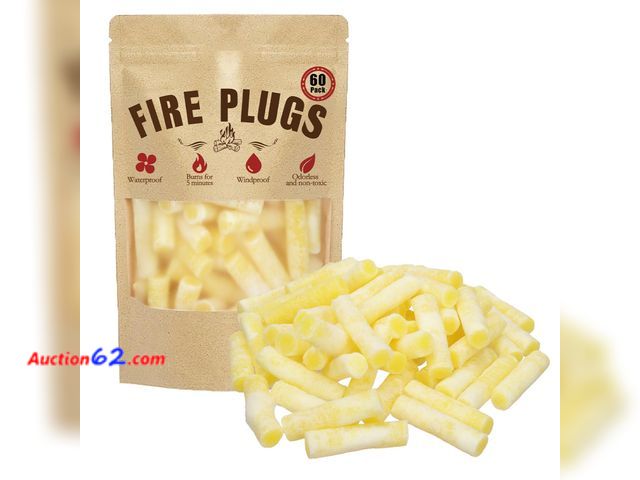 Lot 44-9016 - Lot of (2) 60 Packs of Fire Plugs Fire Starter | 5+ Minute Burn | All Natural Appears New, A basic inspection has been given to this item. S...
