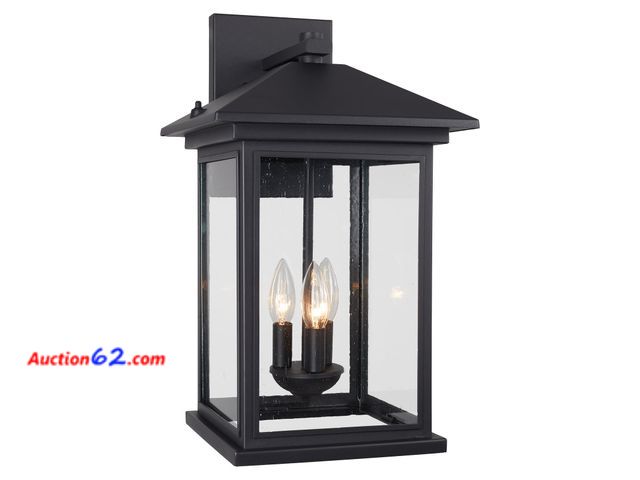 Lot 44-774a - $129.99 Retail price - Treekee Large Outdoor Wall Light Fixture, 20 Inch Square Wall Lantern, 3- Light Exterior Sconce Lights, Porch Mount L...