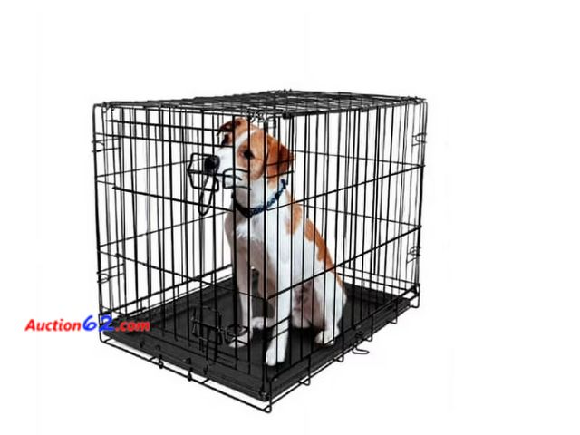 Lot 44-1541w - Vibrant Life Wire Dog Crate  Single-Door  Divider and Leak-Proof Tray  Metal  Foldable  Durable  Black  36 Not Tested See All Photo's Appear...