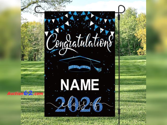 Lot 44-2928e - Graduation Flags Personalized 2026, Graduation Garden Flag Double Sided Class Of 2026, Congrats Grad Garden Flags For Outside Yard Decoratio...
