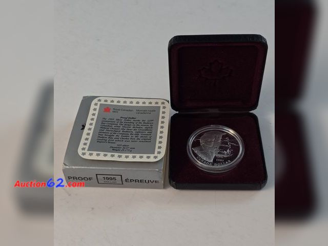 Lot 44-8320g - **VERY NICE** 1995 STERLING SILVER (.925) PROOF CANADIAN DOLLAR COMMEMORATING THE FOUNDING OF THE HUDSON'S BAY COMPANY. - T