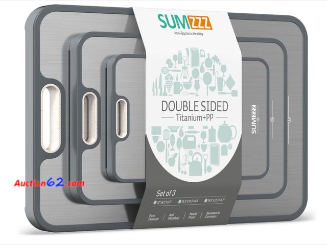 Lot 44-1723 - $120 Retail price- Titanium Cutting Board, Double Sided Food Grade Pure Titanium/PP, Cutting Board for Kitchen, Easy to Clean Large Size [18...