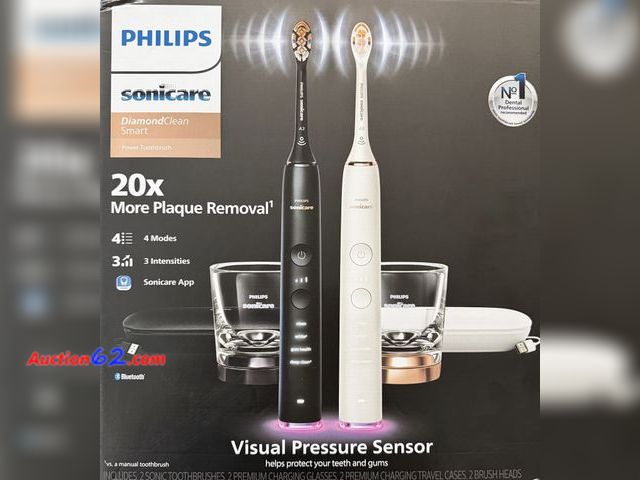 Lot 44-126j - Philips Sonicare DiamondClean Smart Power 9300 Premium 2-Pack Set E-Commerce Return, A basic inspection has been given to this item. Sold AS...