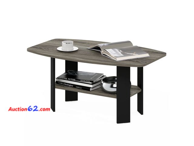 Lot 44-5529o - Furinno Simple Design Coffee Table, French Oak Grey/Black E-Commerce Return, A basic inspection has been given to this item. Sold AS-IS.