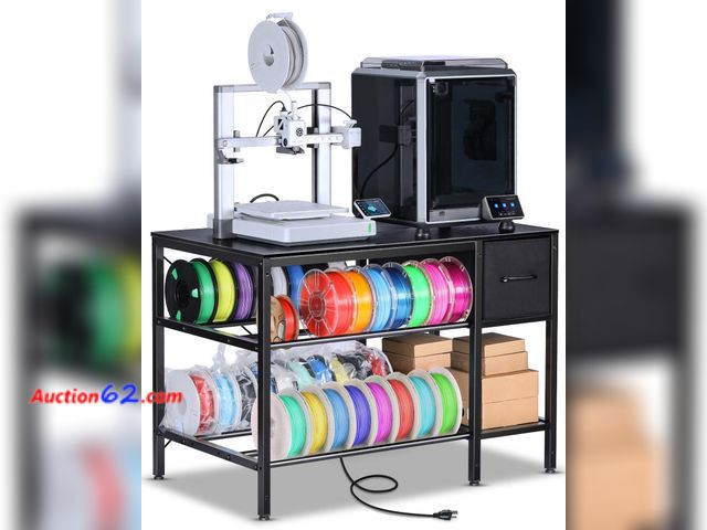 Lot 44-791a - $119.89 Retail price - 3D Printer Table with Filaments Storage - 3D Printer Stand Filament Storage Rack Heavy Duty 3D Print Desk with Drawer...