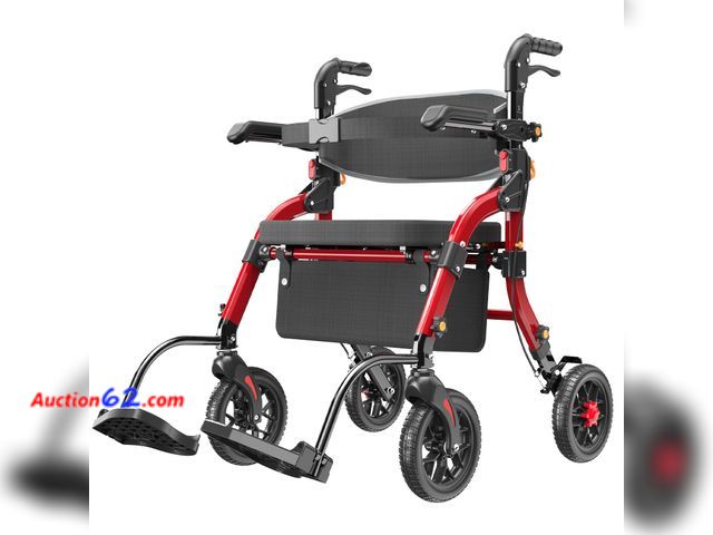 Lot 44-891w - $139.99 Retail price - SUCCU Rollator Walkers for Seniors with Seat, 2-in-1 Walker Wheelchair Combo, Foldable Rolling Walker with Seat, Whee...