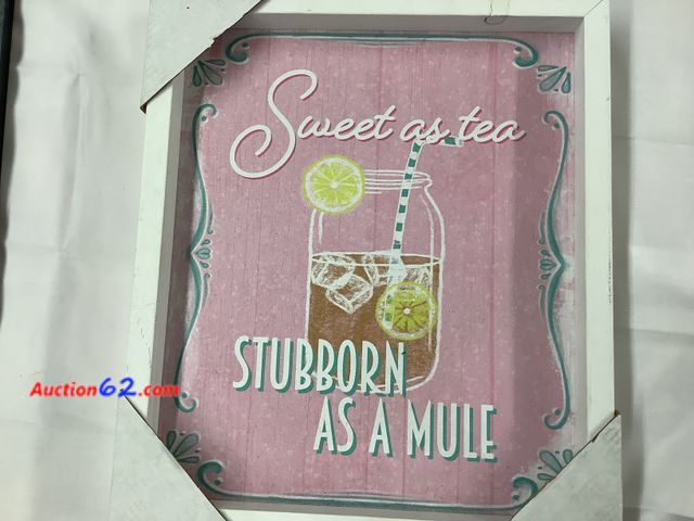 Lot 44-7501p - Wall art 12in x 14 in sweet as tea picture. NEW. Appears New, A basic inspection has been given to this item. Sold AS-IS. See All Photo's No...