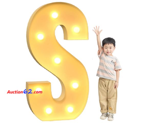 Lot 44-3012g - 3 Foot - S - Marquee Light up Letter - No Glue Required - See Pictures - Ecommerce Return - NEW Appears New, A basic inspection has been giv...