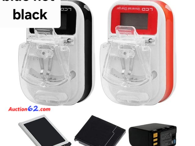Lot 44-6546g - VizGiz 2 Pack Universal Battery Charger for All Types of Batteries USB Power Adapter LCD for Lithium Old Retro Mobile Phone Camera Nokia Sie...