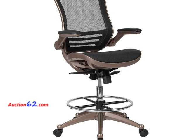 Lot 44-29g - Retail value $308- Flash Furniture Waylon Mid-Back Swivel Office Chair with Adjustable Foot Ring and Seat Height, Ergonomic Mesh Chair with ...