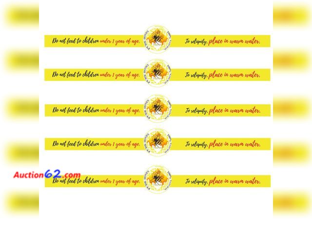 Lot 44-2568e - Tamper Proof Pure Honey Stickers 1 x 9 Inch Tamper Evident Seals Labels Honey Label Stickers for Honey Jars Bottle Lid Labels Honey Labels B...