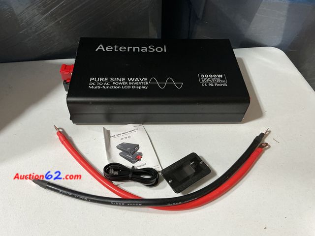 Lot 44-310 - $150 Retail price - AeternaSola 3000W Pure Sine Wave Power Inverter DC to AC with LCD Display See All Photo's Appears New, A basic inspectio...
