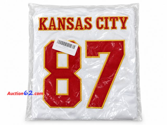 Lot 44-6083m - Travis Kelce , Men’s LARGE White &amp; Red. Appears New Appears New, A basic inspection has been given to this item. Sold AS-IS. See All Pho...