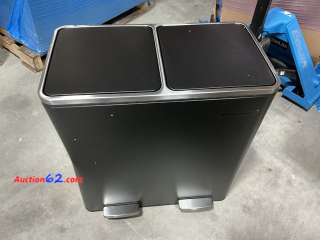 Lot 44-222a - SONGMICS Dual Compartment Stainless Steel Trash Can - Black See All Photo's Dented E-Commerce Return, A basic inspection has been given to t...