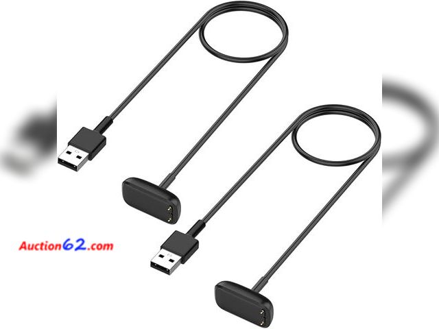 Lot 44-9152i - Charger for Fitbit Charge 5 / Charge 6 / Luxe, Replacement Charging Cable Cord Accessories for Fitbit Bands (2-Pack, 3.3ft/1m) Appears New, ...