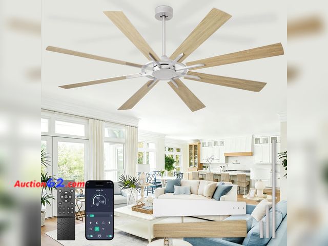 Lot 44-1588o - $139.99 Retail price - BvenuBigLite Large Ceiling Fan No Light: Modern 72 Inch 8 Blade Outdoor Ceiling Fans with Remote APP Control - Wood B...