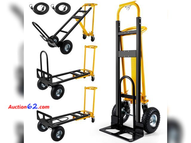 Lot 44-522e - $179.99 Retail price - 3 in 1 Convertible Hand Truck Dolly Cart with 10" Pneumatic Wheels, 1000LBS Capacity Heavy Duty Dolly, Hand Cart with...
