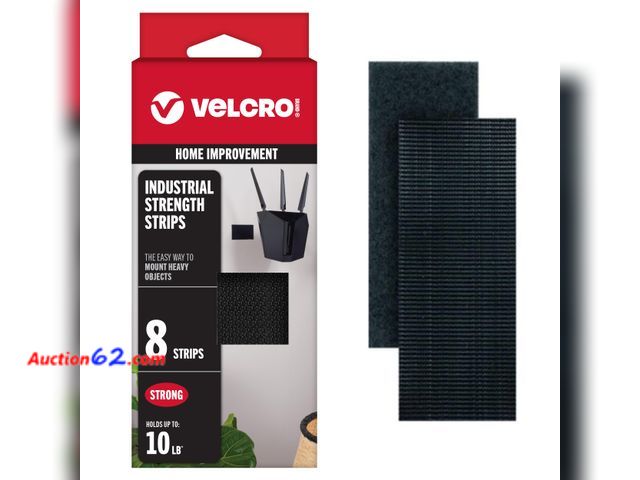 Lot 44-2747f - VELCRO Brand Heavy Duty Fasteners, Black, 4 x 2 in Strips, 8 Sets Appears New, A basic inspection has been given to this item. Sold AS-IS. N...