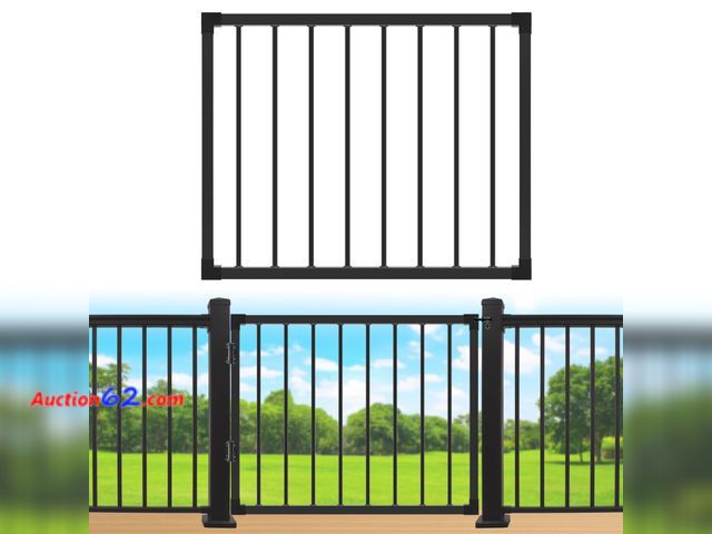 Lot 44-1980 - $132.99 Retail price - Deck Fence Gate Outdoor, 42‘'Hx48‘'W Deck Gate, Black Heavy Duty Steel Anti-Rust Door with Customizable Width, Metal ...