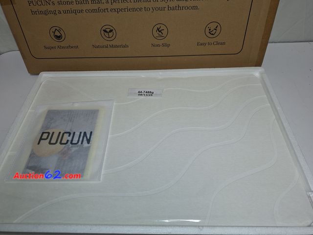 Lot 44-7488g - Pucun stone bath mat, 24×16", white diatomaceous non-slip shower mat Appears New, A basic inspection has been given to this item. Sold AS-IS...