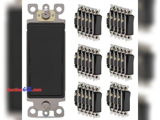 Lot 44-9112o - Retail of $54.99- Thunderway 30 Pack 3-Way Decorator Light Switch-On Off Rocker Paddle Wall Switch, 15 Amp 120V/277V Electrical Modern Light...