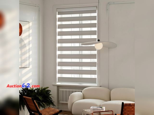 Lot 44-1771w - GHV Zebra Blinds for Windows Corded Blackout Dual Layer Privacy Shades Light Control for Day and Night Home Office (Gray, 35 in (W) x 64 in ...