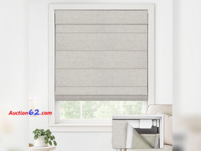 Lot 44-800w - LazBlinds No Drill Roman Shades for Windows, Cordless Blackout Window Shades with UV Protection, Polyester Fabric for Bedroom &amp; Living R...