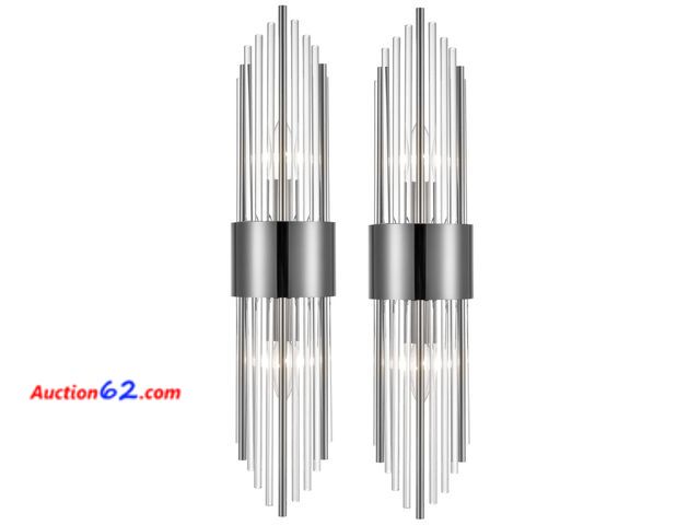 Lot 44-273 - $129 Retail price - SHAWNKEY 2-Light Modern Wall Sconce Titanium Black Metal with Clear Class Crystal Vanity Wall Sconce Lighting for Bedroo...