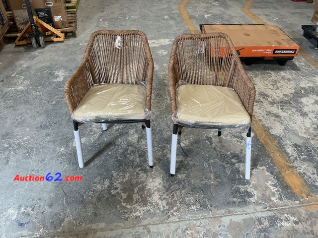Lot 44-1128g - Lot of (2) Total Retail $166- Kallie Aluminum Framed Stackable All-Weather Woven Club Chair with Rounded Arms &amp; Zippered Seat Cushions- ...