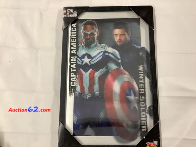 Lot 44-7500p - New captain America “The Falcon Winter Soldier”  11 in by 17 in 3d wall art. NEW.  See All Photo's Not Tested Never opened, Factory Sealed U...