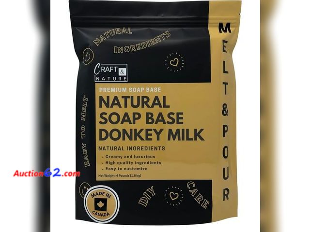 Lot 44-6896b - 4lb Craft &amp; Nature Unscented Donkey Milk Moisturizing Glycerin Melt And Pour Soap Base Donkey Milk (Unscented) Appears New