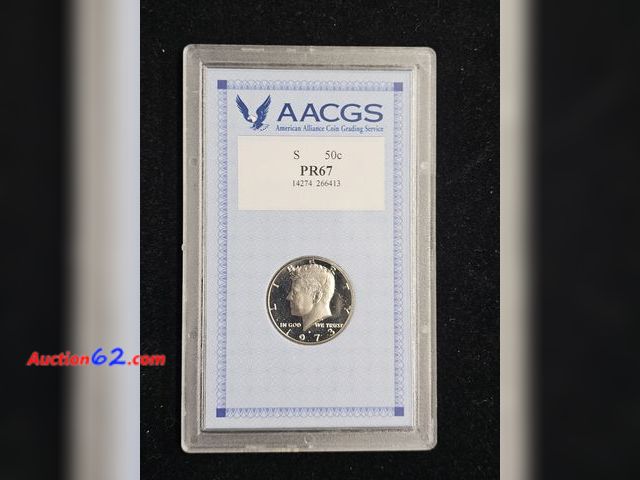 Lot 44-8322o - 1973 S PROOF KENNEDY HALF DOLLAR GRADED PR67 BY AACGS. MINTED IN SAN FRANCISCO-NT