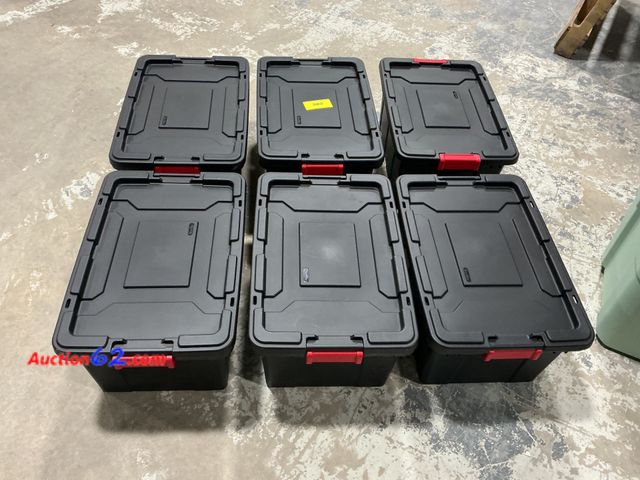 Lot 44-1663w - $80 Retail price - Sterilite Industrial 15 Gal Tote - Heavy Duty, Black with Red Latches See All Photo's Not Tested Appears New, A basic ins...